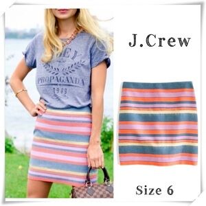J. Crew Striped Mini Tight Skirt in Pink with Gold Size 6